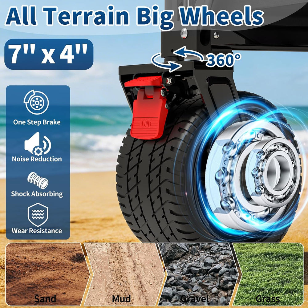 Collapsible Canopy Wagon Cart, All-Terrain Big Wheels, Black