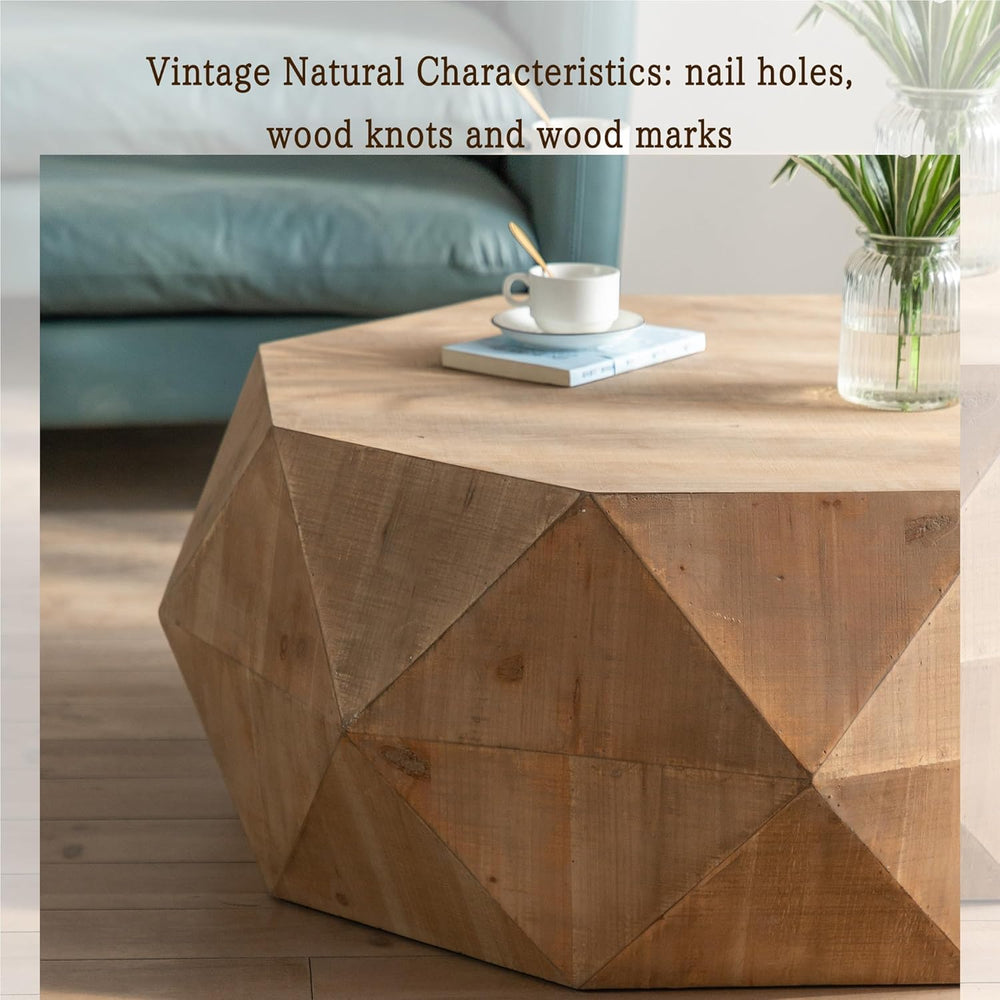 38" Modern Farmhouse Coffee Table, Drum Coffee Table for Office, Dining ...