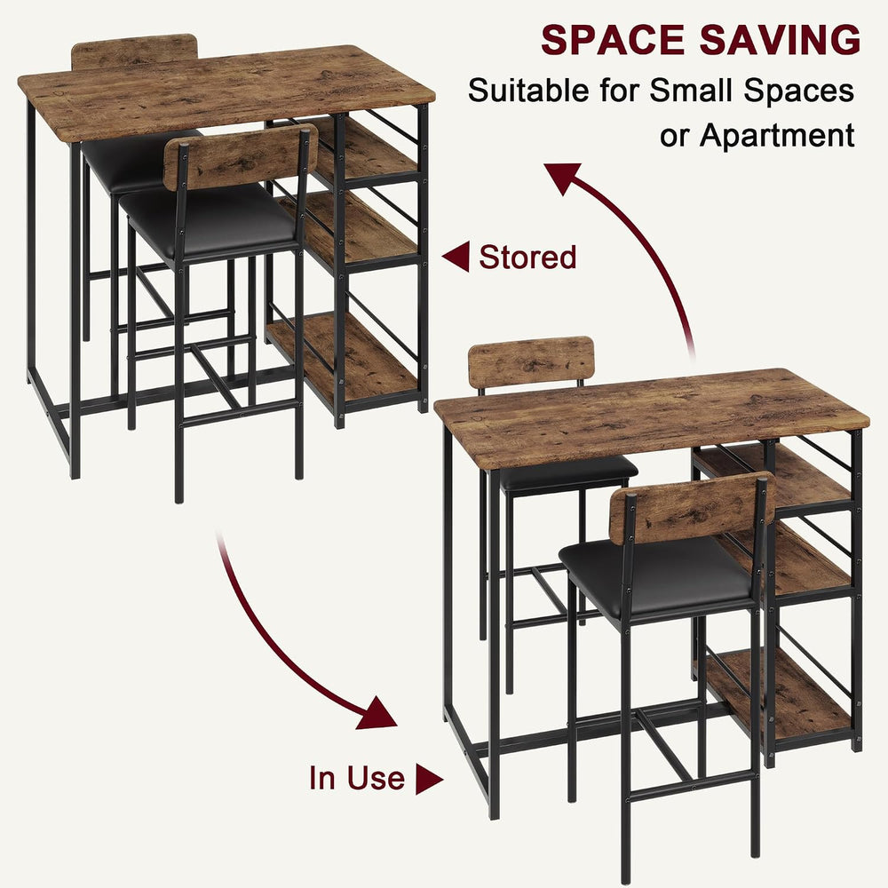 IDEALHOUSE Dining Table Set for 2, Counter Height Kitchen Table and Chairs, B...