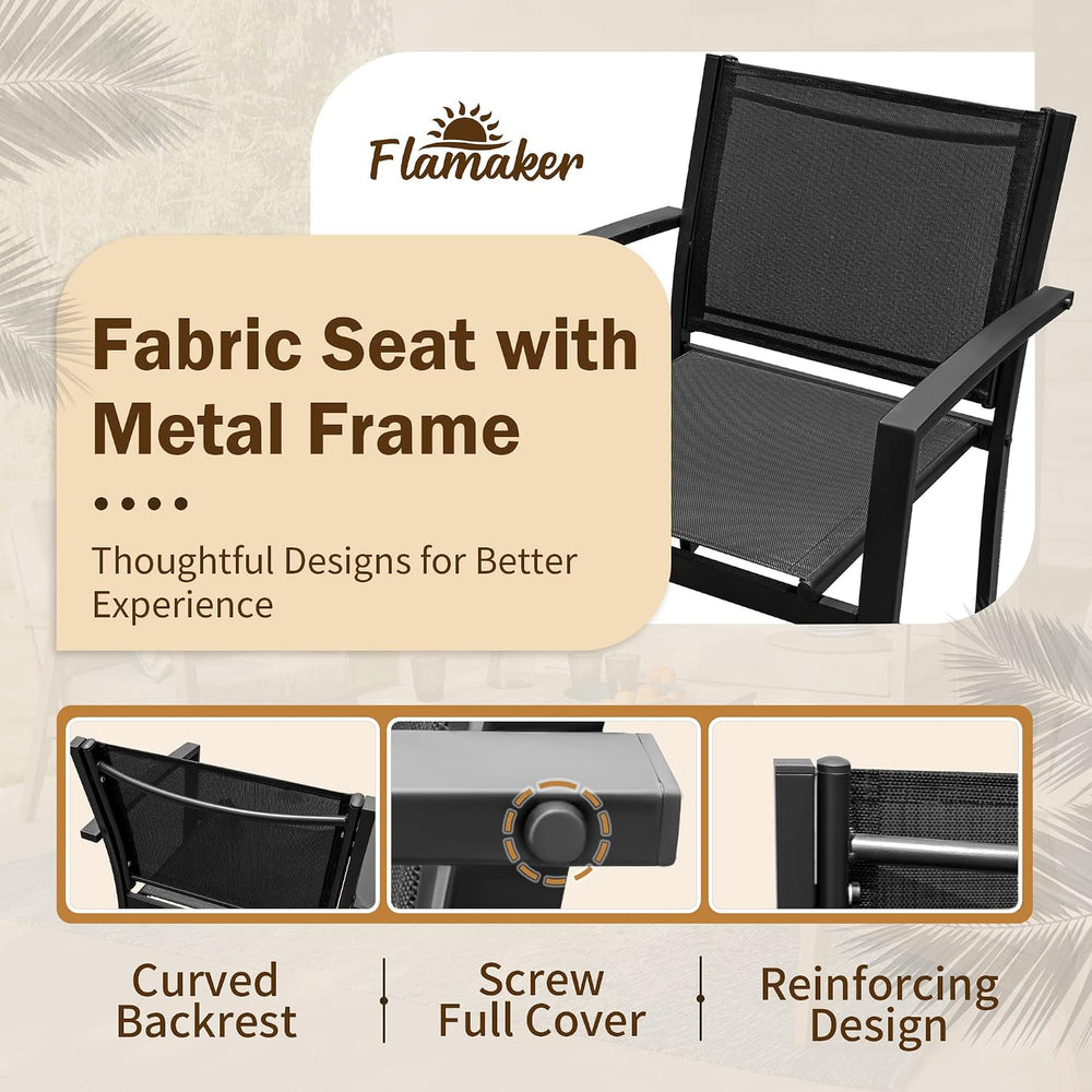 Flamaker 4 Pieces Outdoor Patio Furniture Textilene Modern Conversation Black...