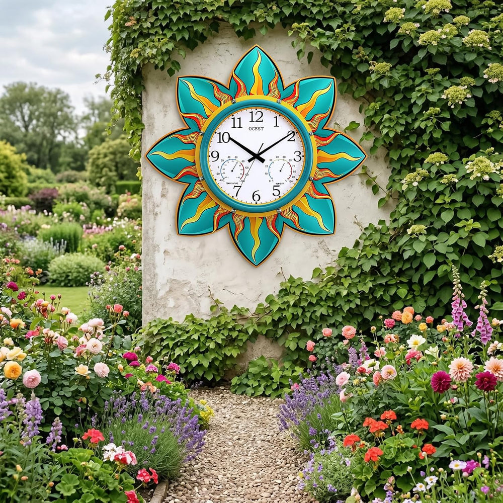 OCEST 24-in Outdoor Clock Waterproof with Thermometer Hygrometer for Patio