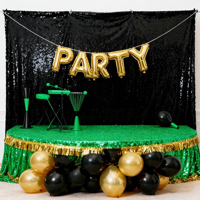 Sequin Backdrop Black Curtain 6 Panels 2ftx8ft Sparkly Party Background Drape...
