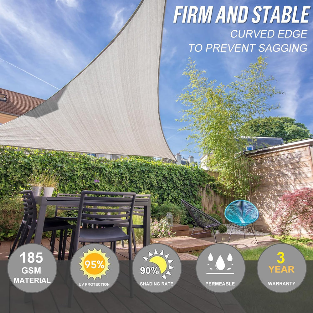8' x 16' x 17.9' Custom Size Beige Triangle Sun Shade Sail Sun Bl...