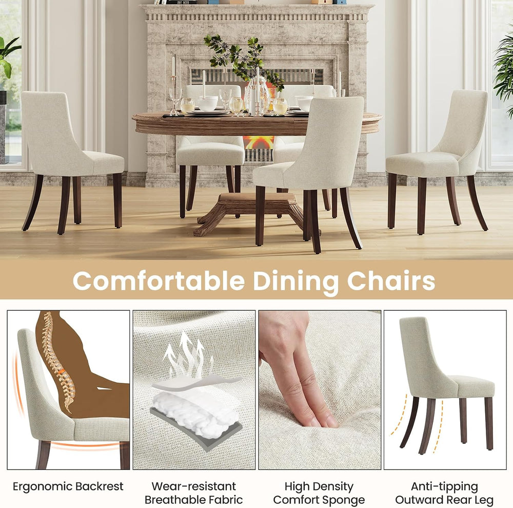 MALOL Wooden Dining Chairs Set of 6, Upholstered Kitchen & Dining Room Ch...