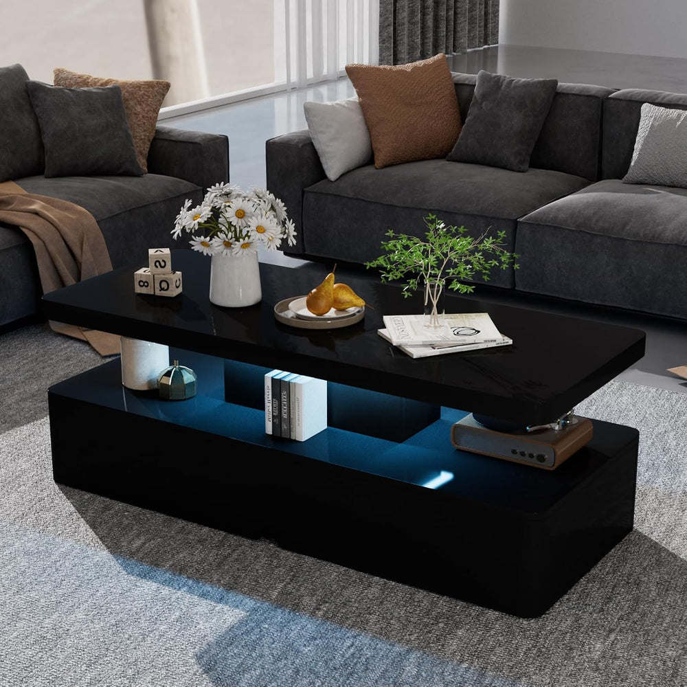 oneinmil Modern LED Coffee Table, 40" Living Room Tables with 16 Colors ...