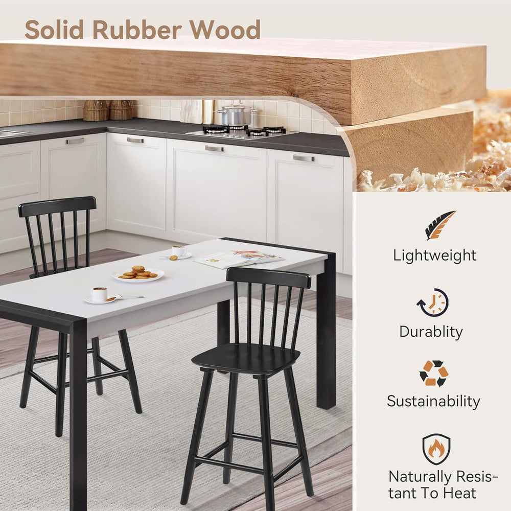LUE BONA Windsor Wooden Bar Stools Set of 2 for Kitchen Island, Farmhouse 24 ...