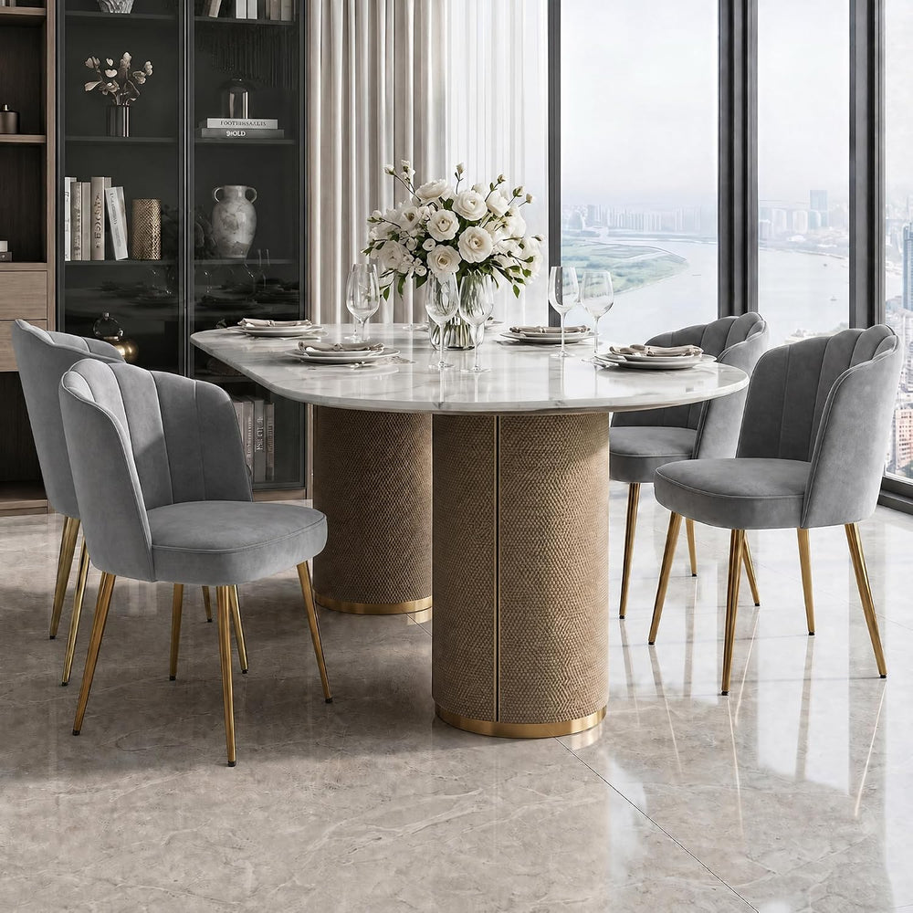 VECELO Velvet Dining Chairs Set of 2, Modern Upholstered Kitchen Chairs with ...