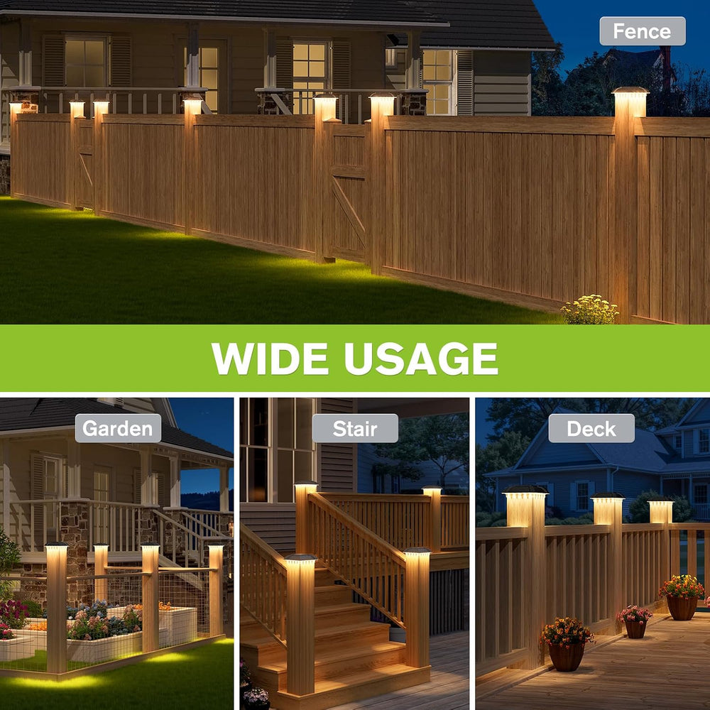 Solar Post Cap Lights Outdoor 8pack - Downward Lighting Waterproof Deck Fence...