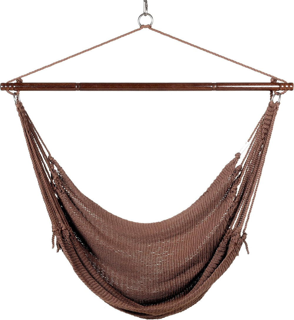 Jumbo Caribbean Hammock Chair with Footrest - 55 inch - Soft-Spun Polyester -...