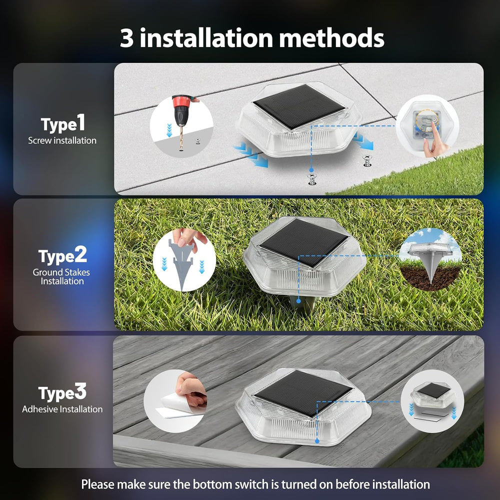 Onforu 12 Pack Solar Driveway Lights,Deck Light Outdoor,2 Modes RGB Colors LE...
