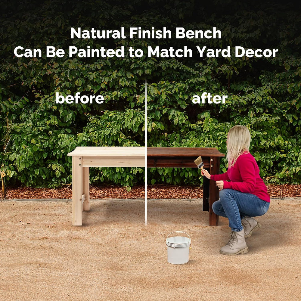 VINGLI Outdoor Wood Bench, 40" Outdoor Bench Patio Wooden Bench Garden B...