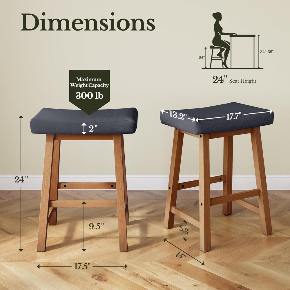 Yaheetech 24 Inch Counter Height Bar Stools Set of 2 Backless