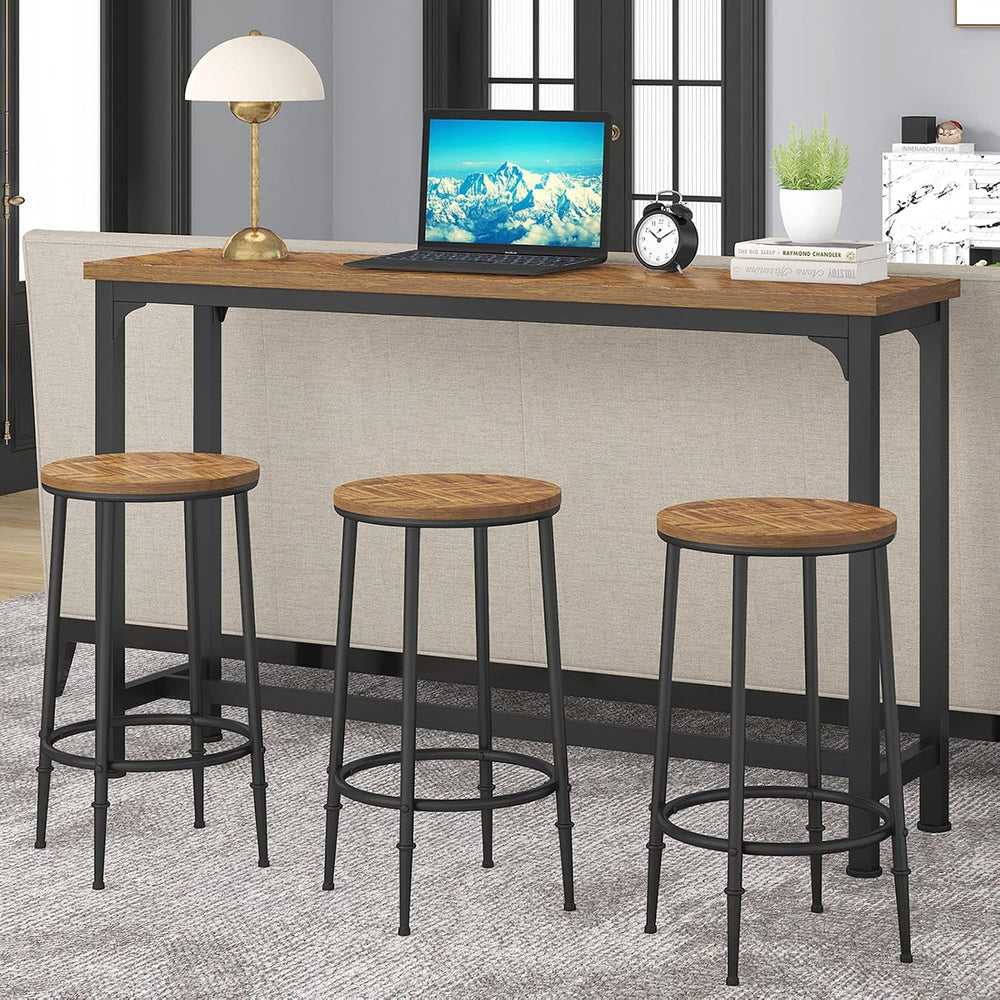 Bar Table Set for 3, 4 Piece Console Table with 3 Stools, Counter Height Sofa...