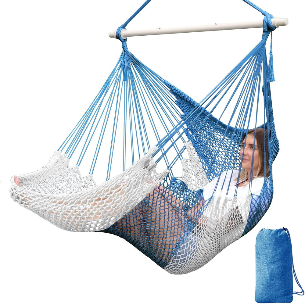 Chihee Handwoven Hammock Chair 7.9ft Detachable Strong Metal Spreader Bar
