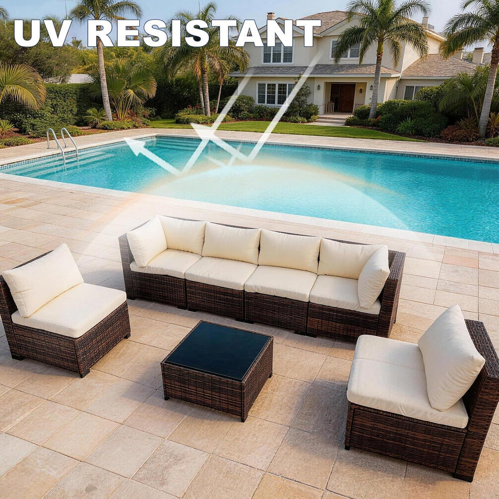 14Pcs Outdoor Cushion Covers, Patio Furniture Cushion Covers, Beige