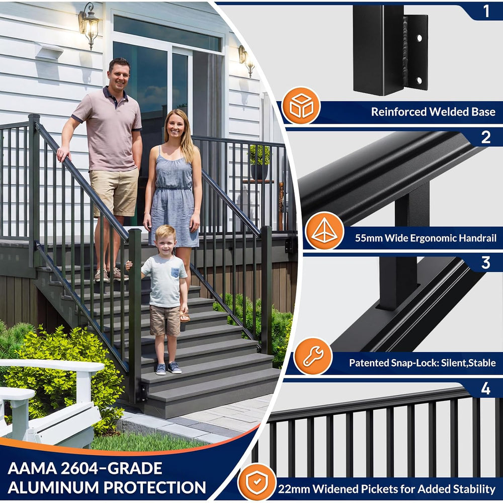 Egadis 2 Pack 36in H x 6ft W Modular Side Mount Aluminum Deck Railing Kit