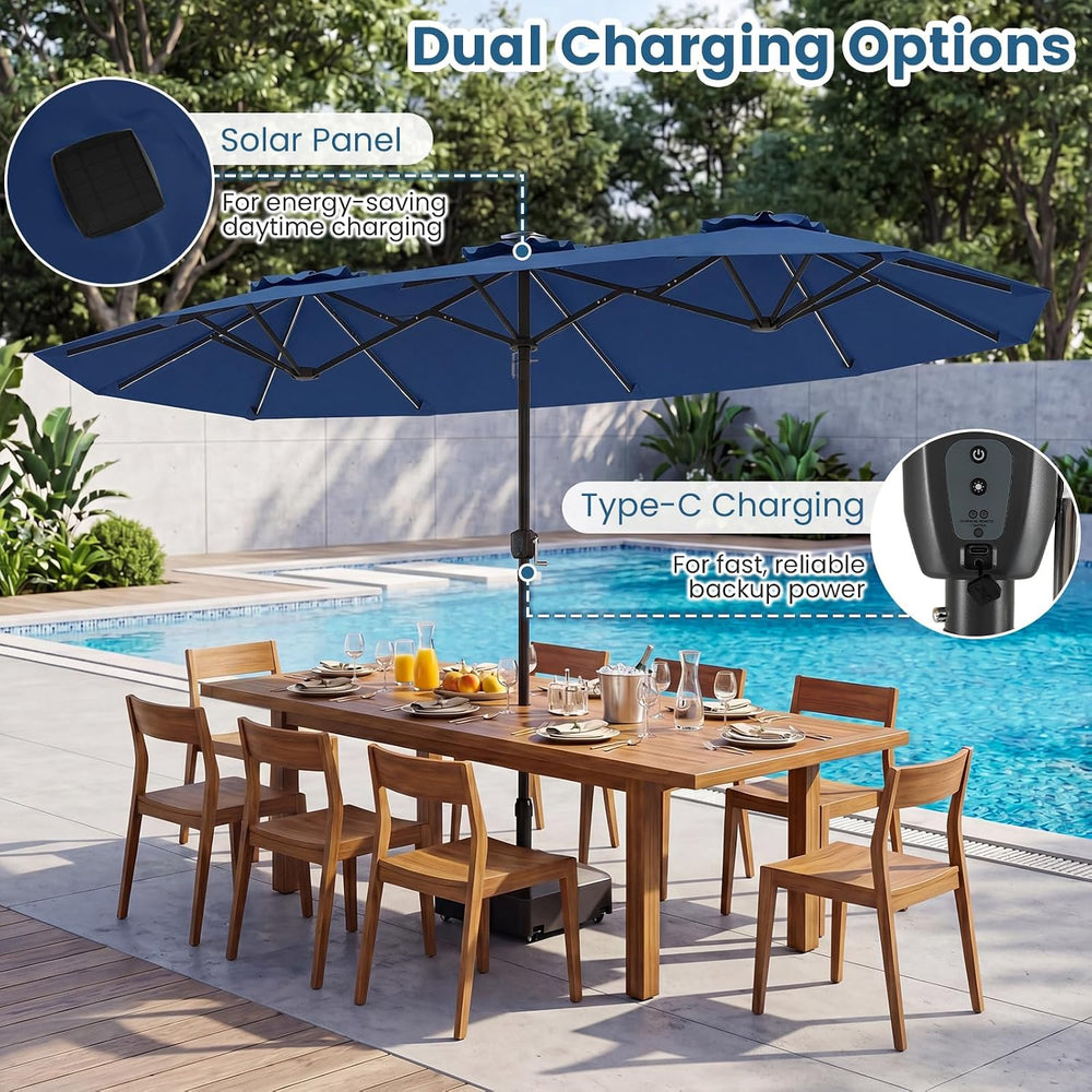 Tangkula 13 FT Patio Umbrella with Solar Lights