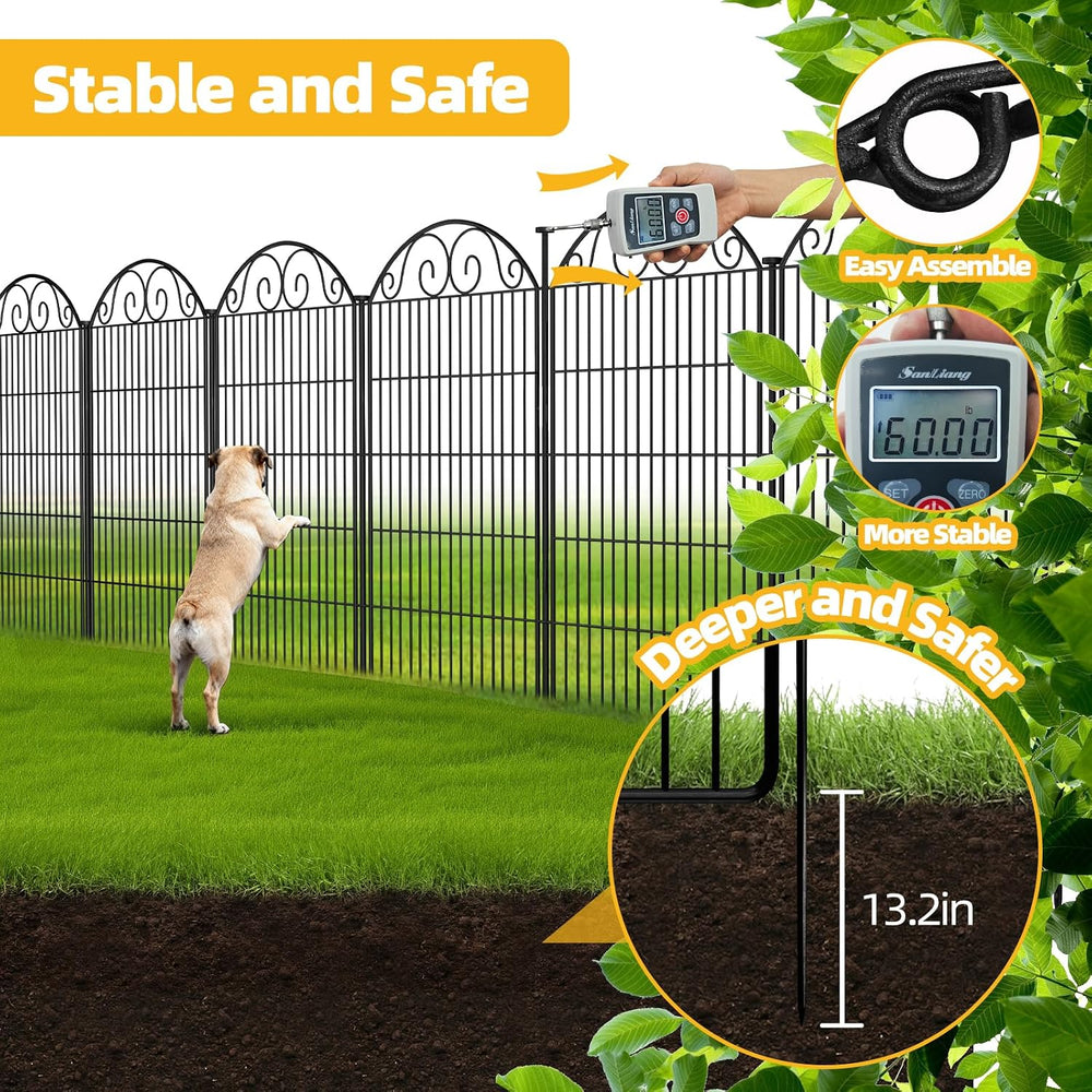 COLRASN 5 Panels No Dig Decorative Garden Dog Fence Outdoor for Yard, 48in(H)...