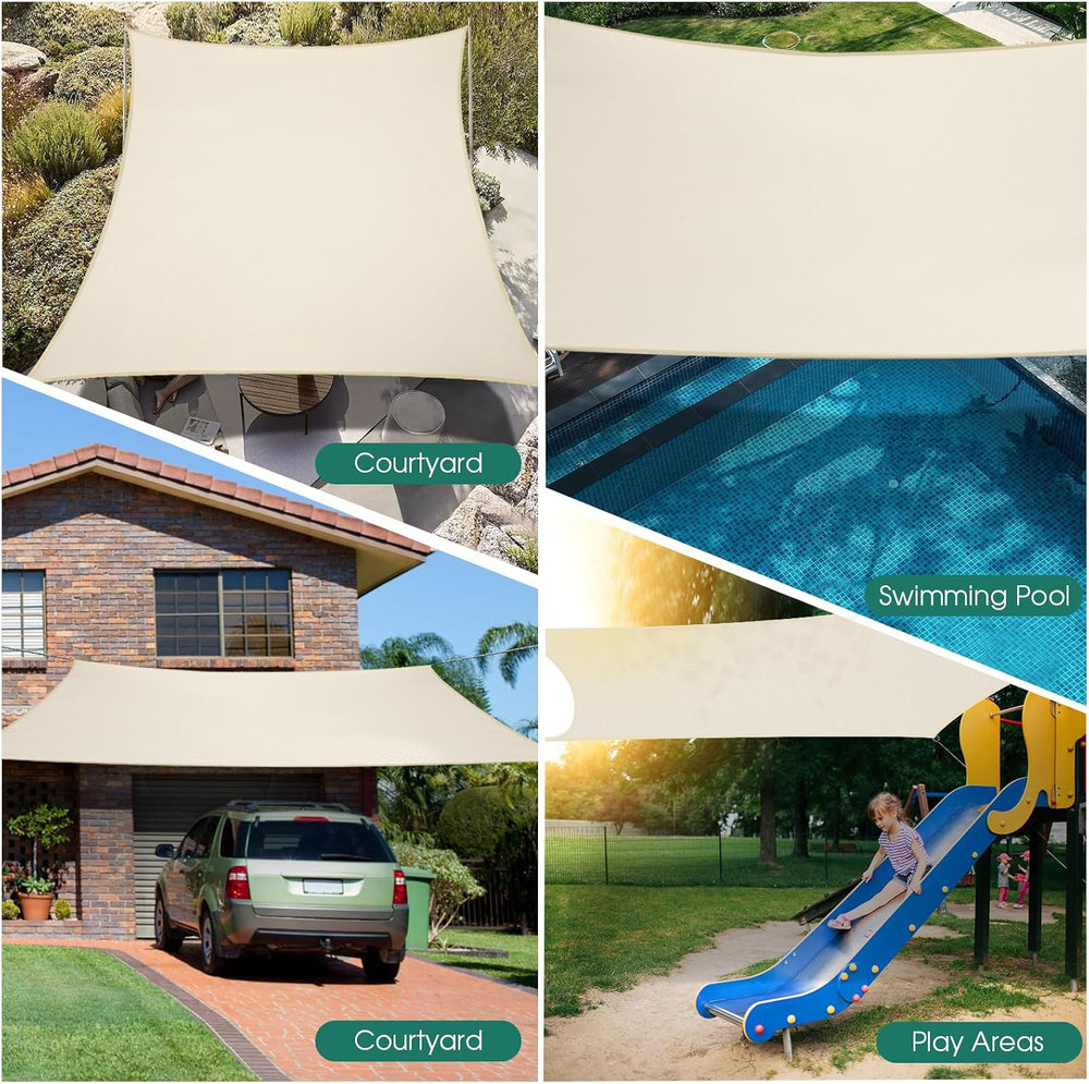 8x10 Rectangle Sun Shade Sail UV Block (Ivory)