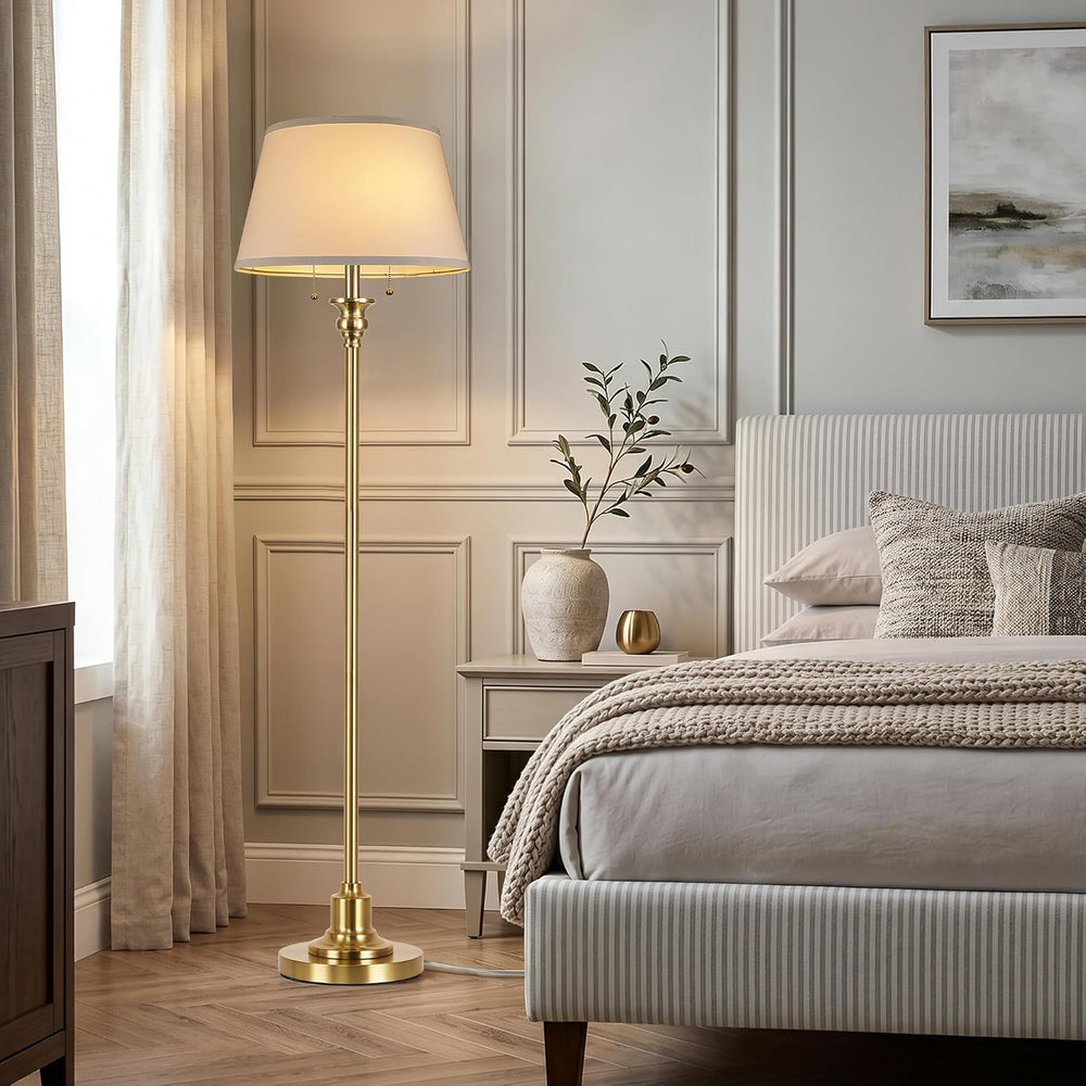 2-Light Floor Lamp for living room, 66.5'' Rustic Farmhouse Pole Lamp...