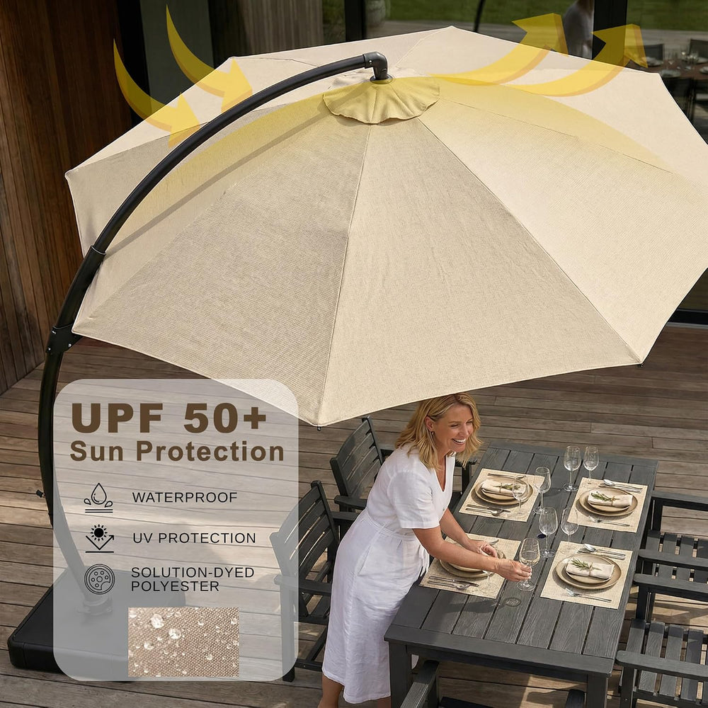 Kingdura 11ft Offset Cantilever Patio Umbrella with Base Included, Large Roun...