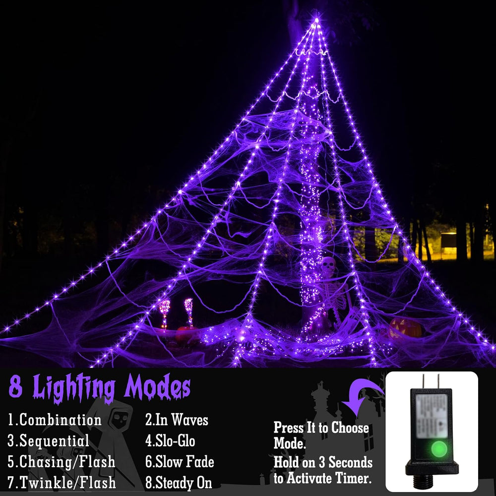 Halloween Spider Web Decoration 250 LED Halloween Decorations Outdoor