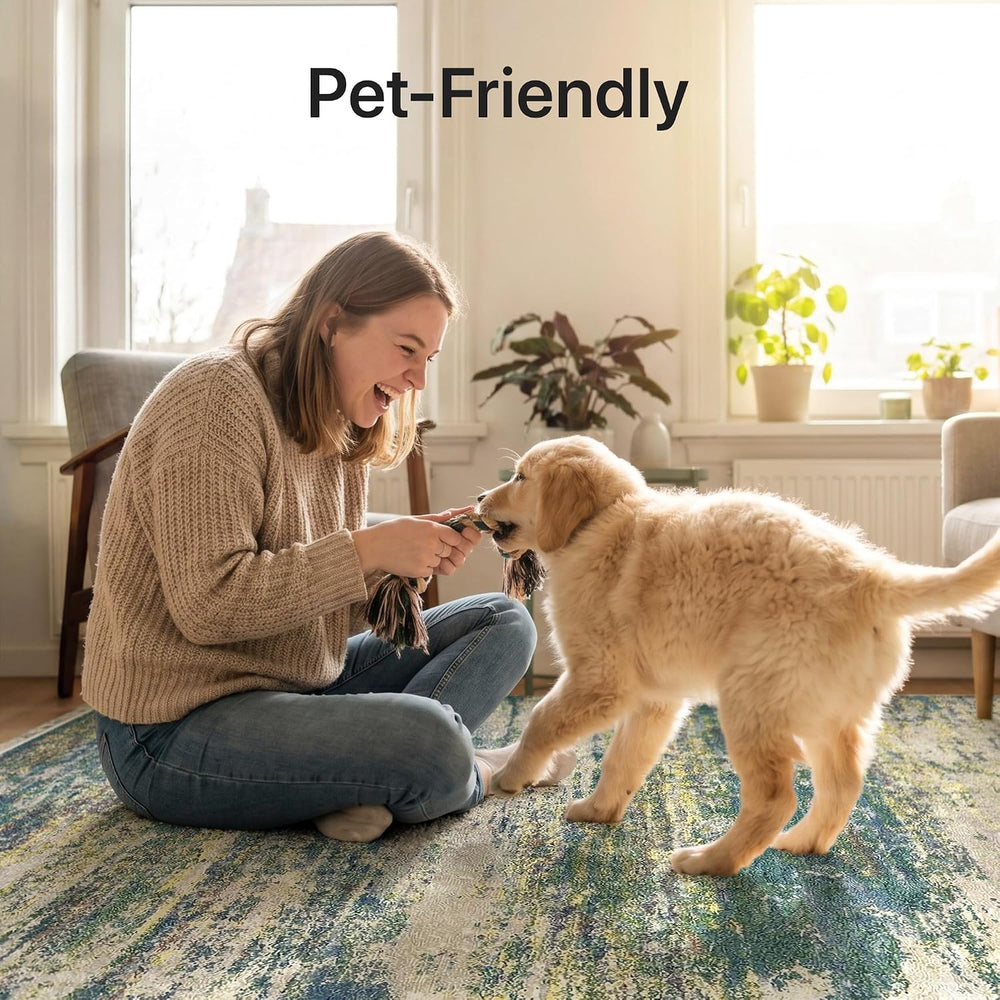 GENIMO 2x6 Runner Rug, Washable Non-Slip Abstract Rug, Sage Oatmeal