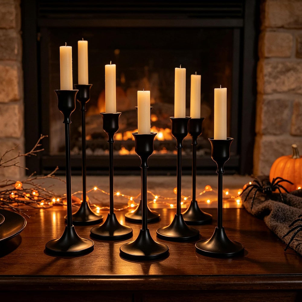 12PC Black Candlestick Holders Halloween Taper Candle Holders Fall Decor