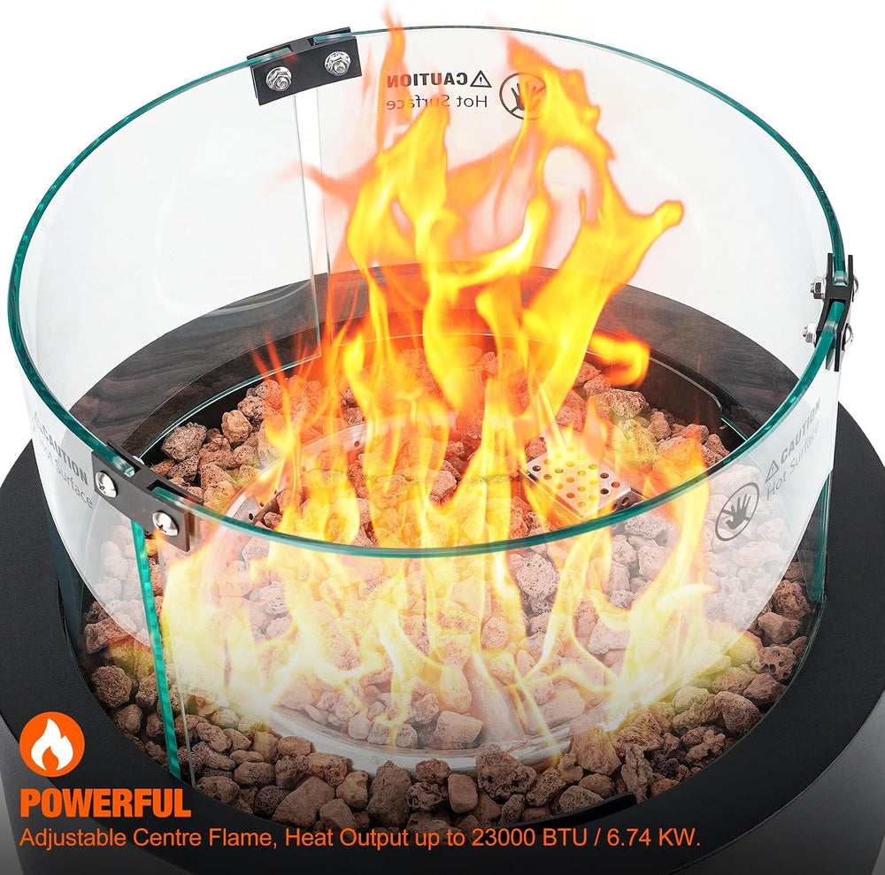 15.7" Gas Fire Pit Bottom-Mounted for Table with Umbrella Hole, FP039