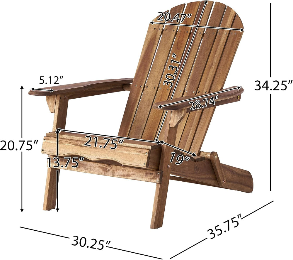 Christopher Knight Home Hanlee Folding Wood Adirondack Chair, Natural Stained...