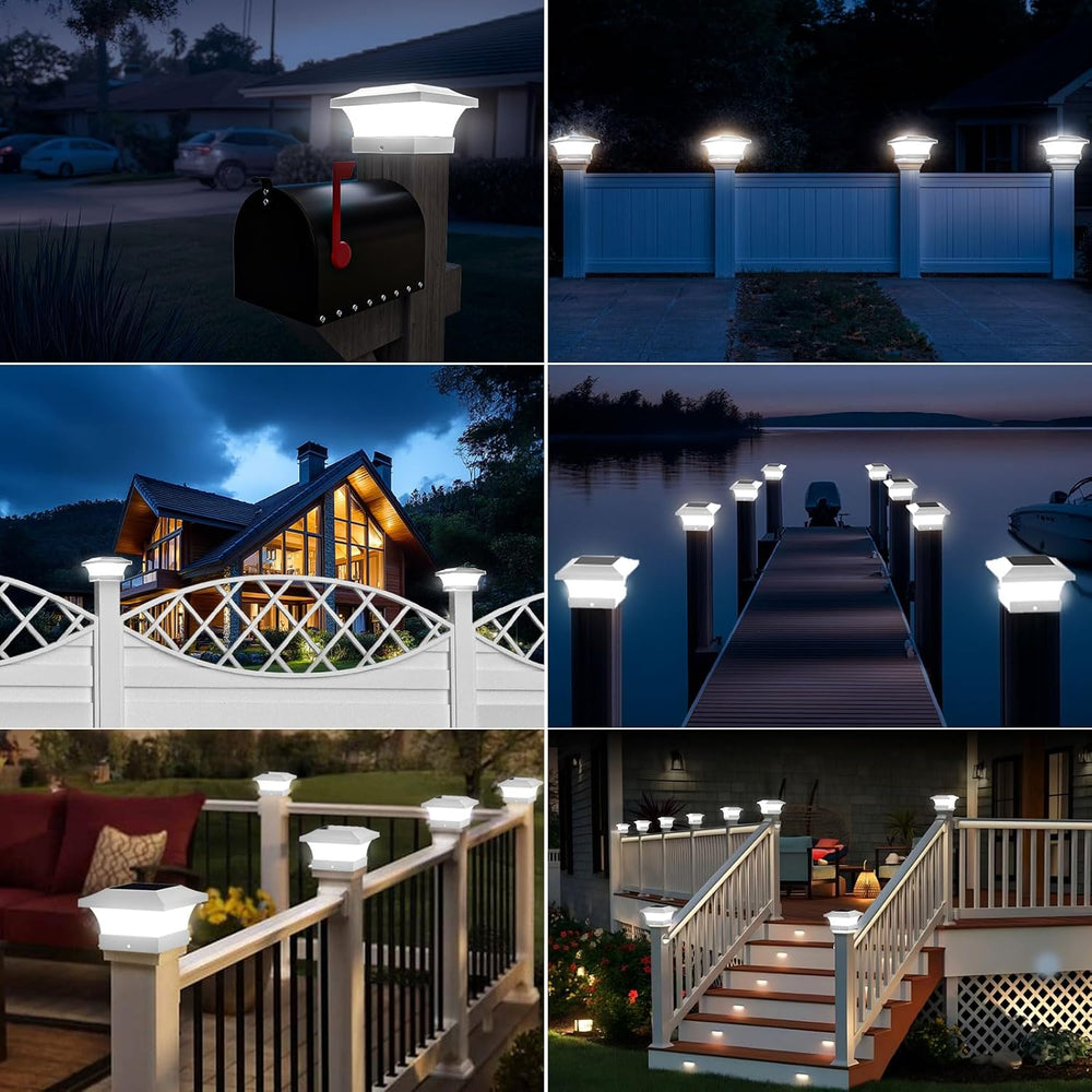 T-SUN 4X4 Solar Post Cap Lights Outdoor Waterproof, White 2 Pack
