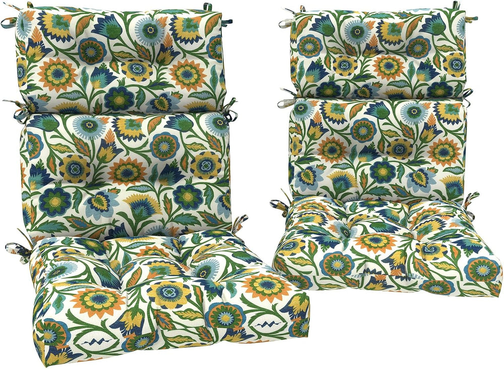 DYTXIII Outdoor High Back Chair Cushions Set of 2, Water Repellent Tufted Roc...