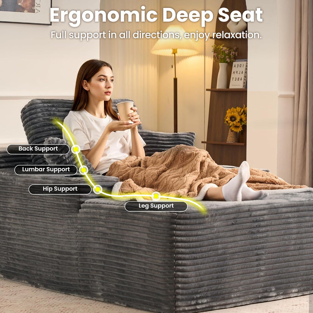 ovios 67'' Chaise Lounge Chair Indoor, Oversized Upholstered Boneless...