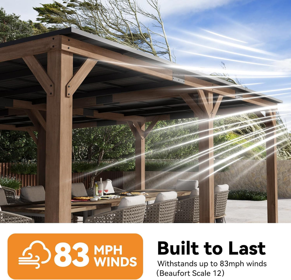 Modern Shade Wood Grill Gazebo 20' x 20' with Sloped Galvanized Steel...