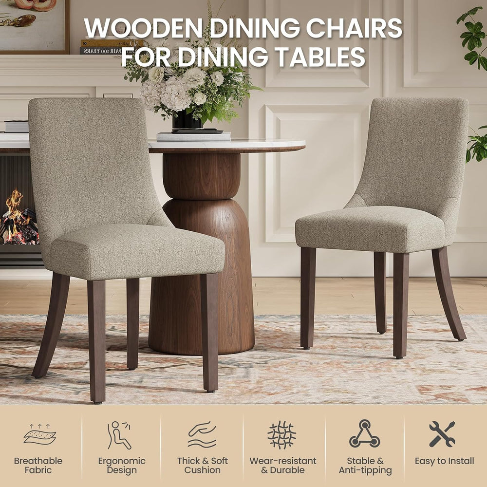 MALOL Wooden Dining Chairs Set of 6, Upholstered Kitchen & Dining Room Ch...