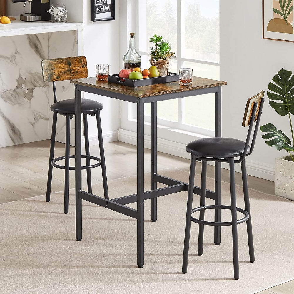 GNIXUU 3-Piece Small Bar Table and Chairs Set, Bar Set with Square Table and ...