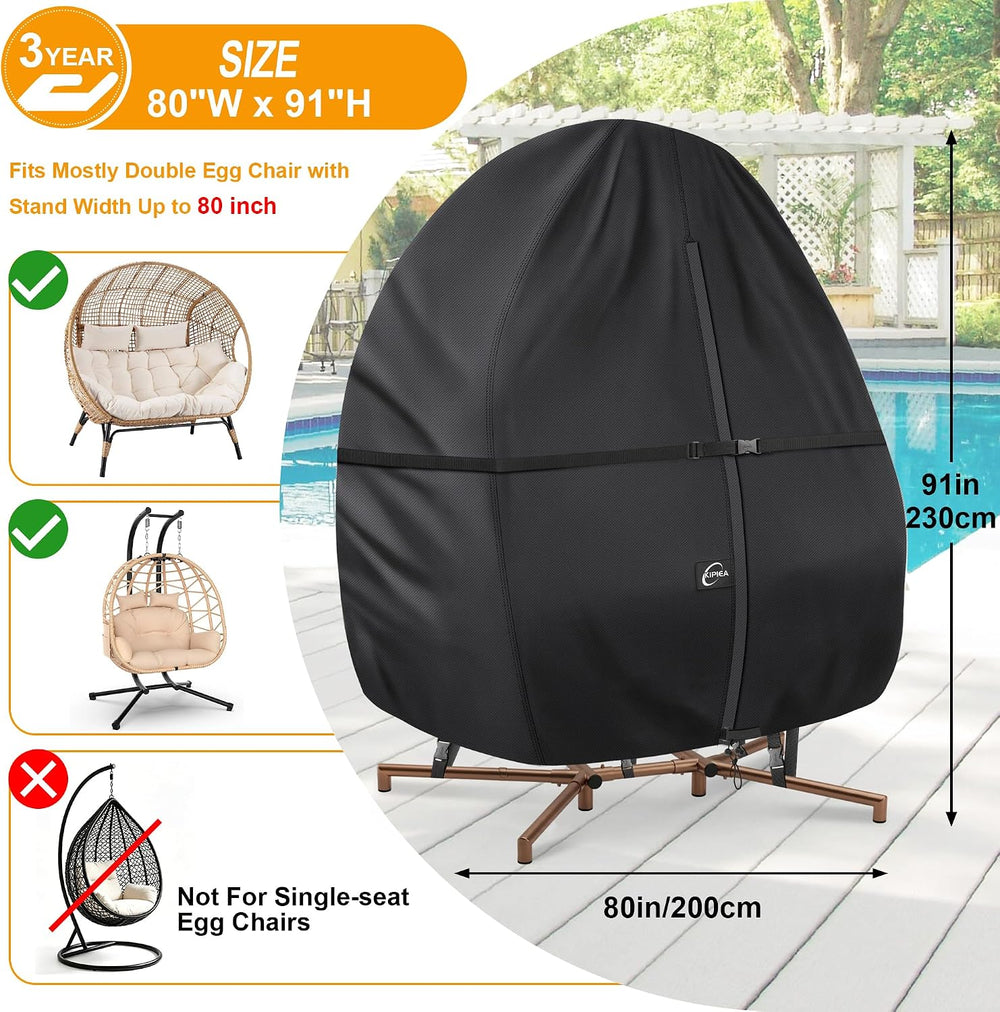 Kipiea Patio Egg Chair Covers Waterproof, 500D Upgraded Outdoor Hanging Egg C...