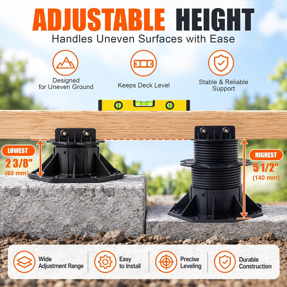 12Pack Adjustable Support Pedestal Foundation Base for Floating Deck Platform...
