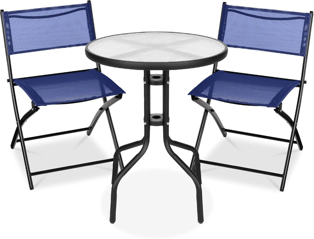 Best Choice Products 3-Piece Patio Bistro Dining Furniture Set w/Textured Gla...