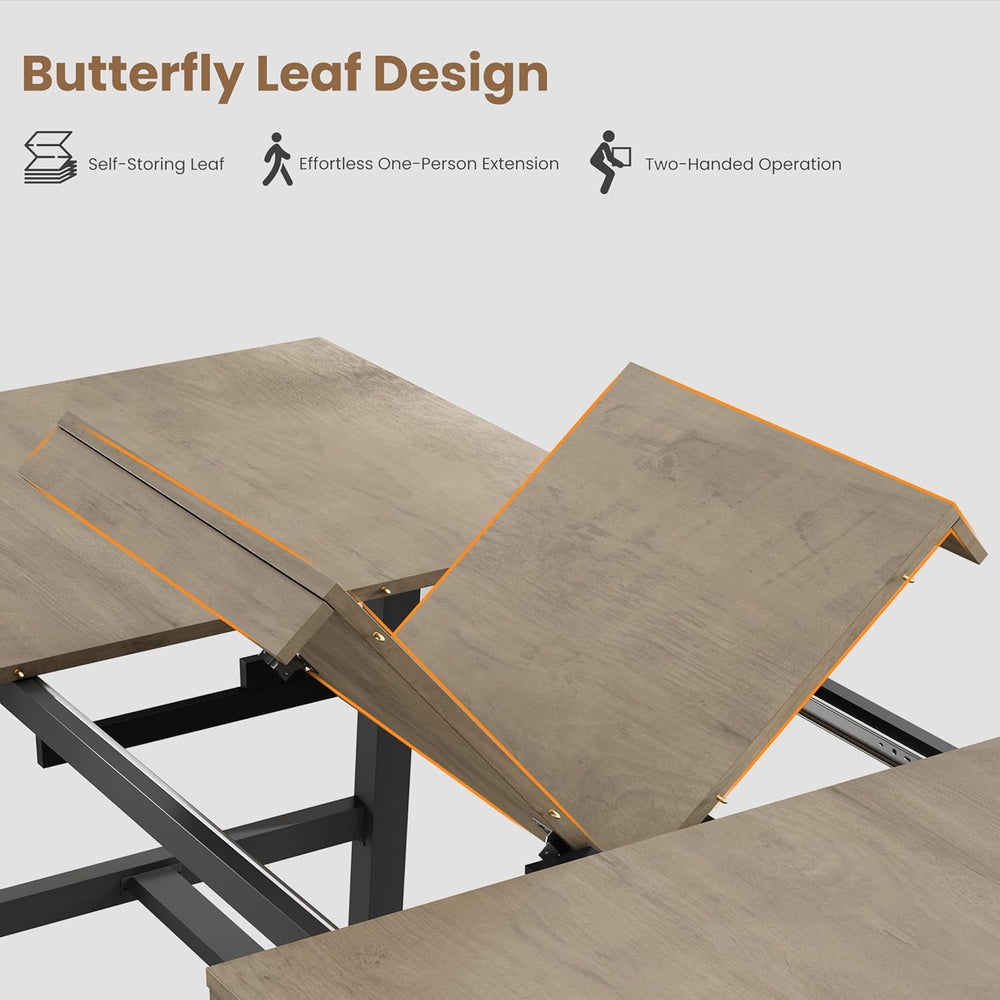 GarveeHome 63-83" Extendable Dining Table, Industrial Rectangular Dining...