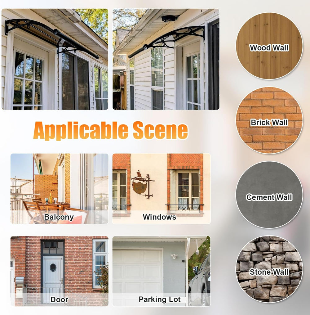 Door Awning Exterior, Polycarbonate Canopy with Aluminum Frame. UV Resistant ...