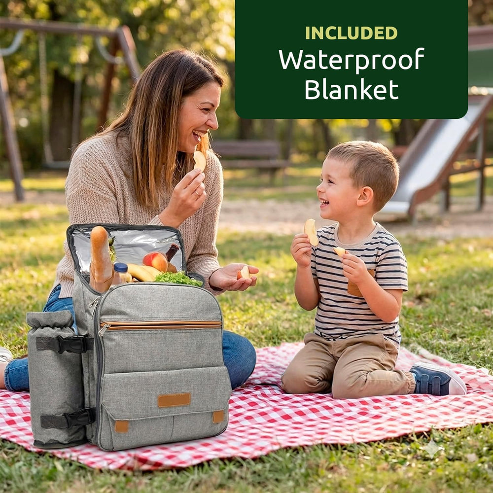 Nature Gear Picnic Backpack for 4, Insulated Picnic Set with Dinnerware, Wine...