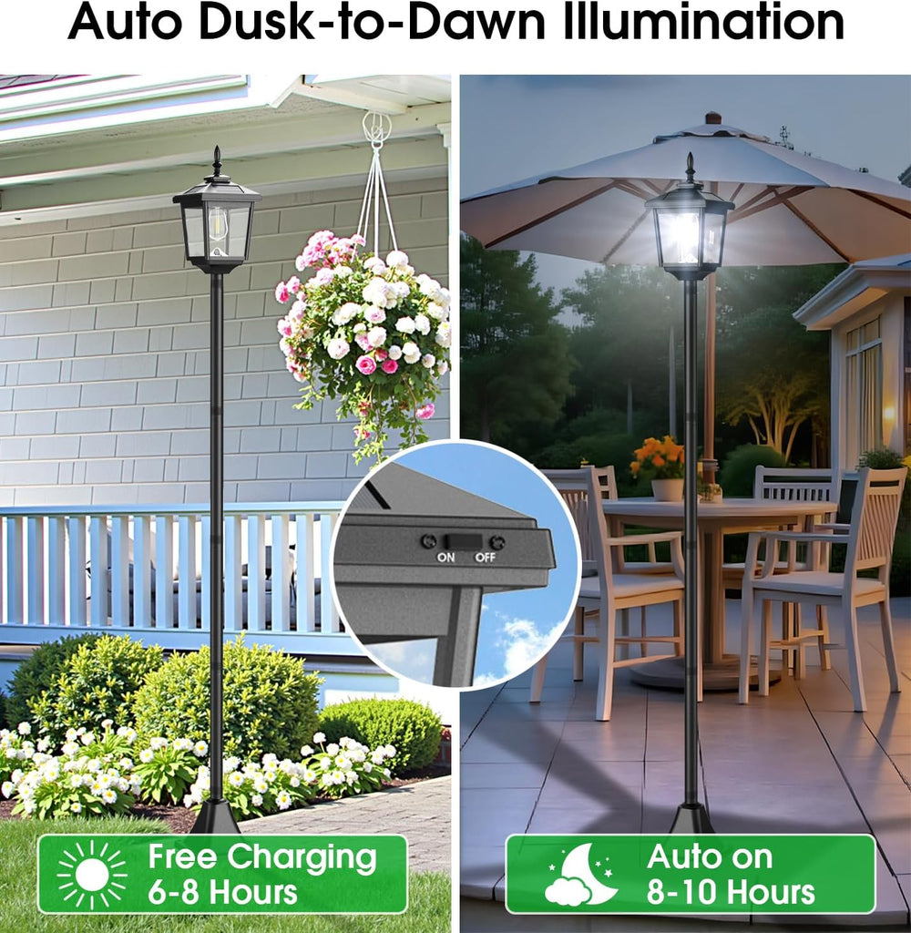 68" Solar Lamp Post Lights Outdoor,2-Pack 6000K Dusk to Dawn Solar Light...