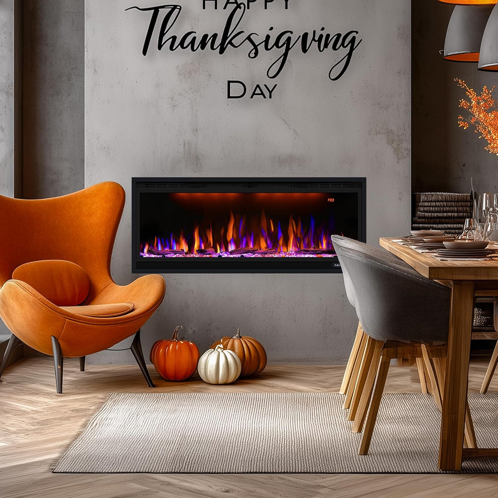 42 inch Smart Electric Fireplace WiFi-Enabled, Recessed &Wall Mounted Fir...