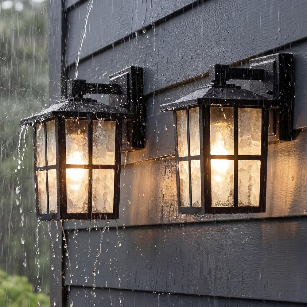 KDG Black Outdoor Waterproof Modern Patio Wall Light Fixtures Set of 2