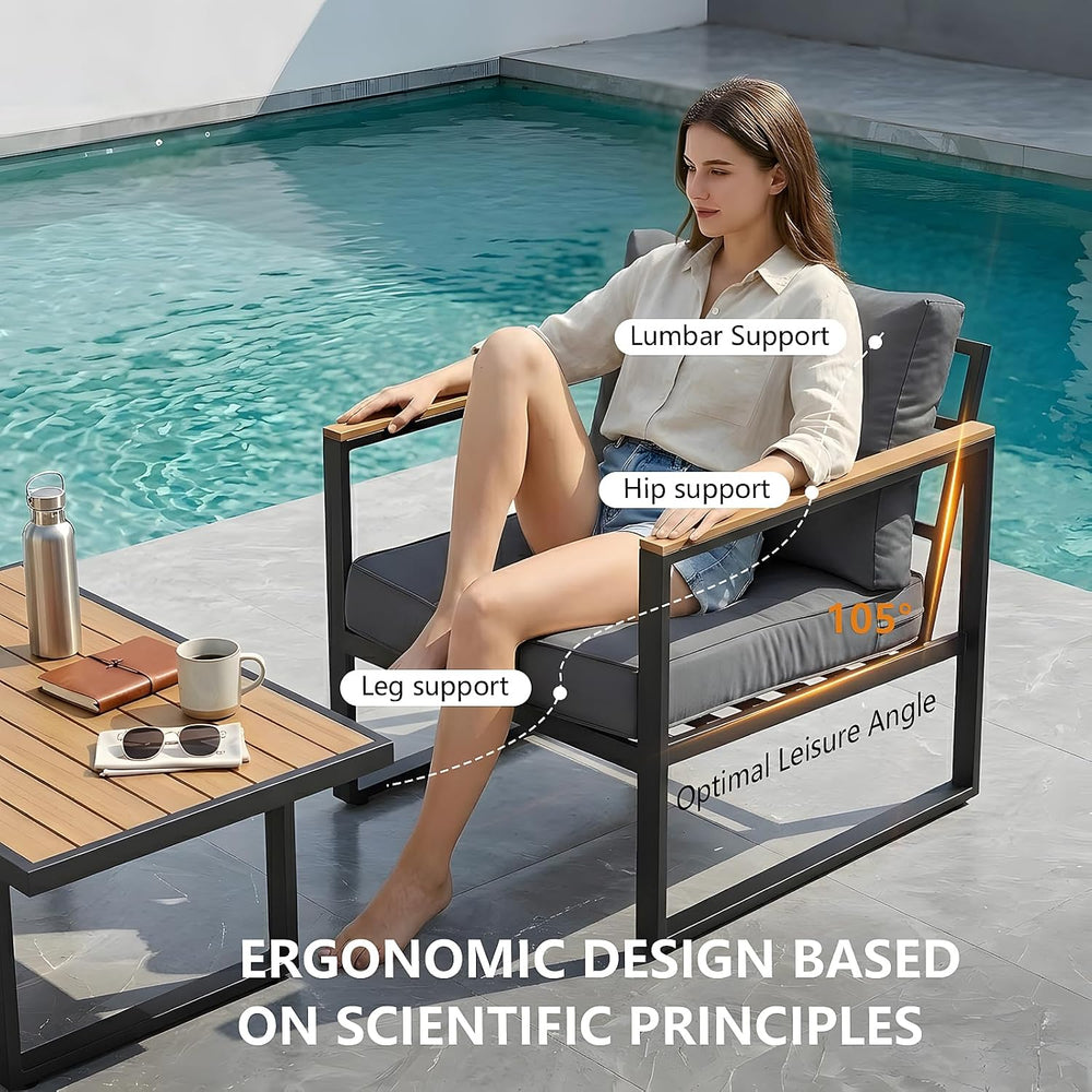 Modern Patio Furniture Set, 4 Pieces Outdoor Conversation Set