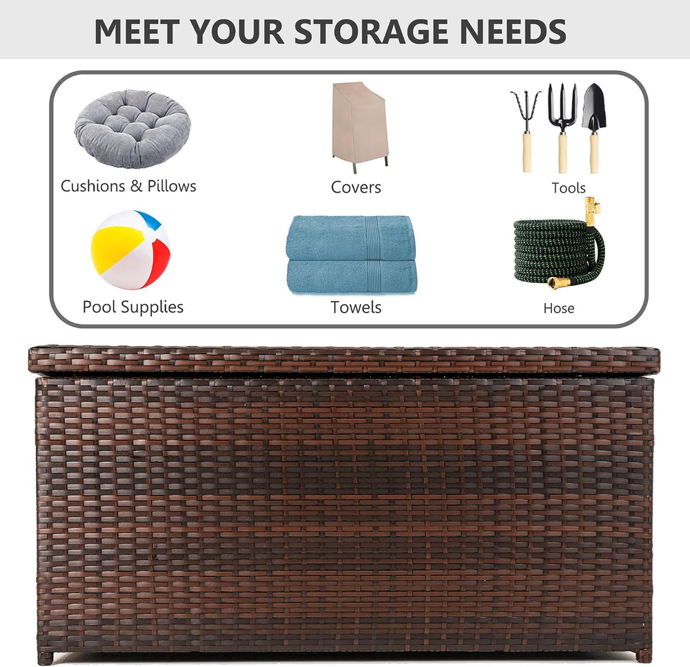 Sundale 70 Gallon Oudoor Deck Box, Large Rattan Storage Box with Handle