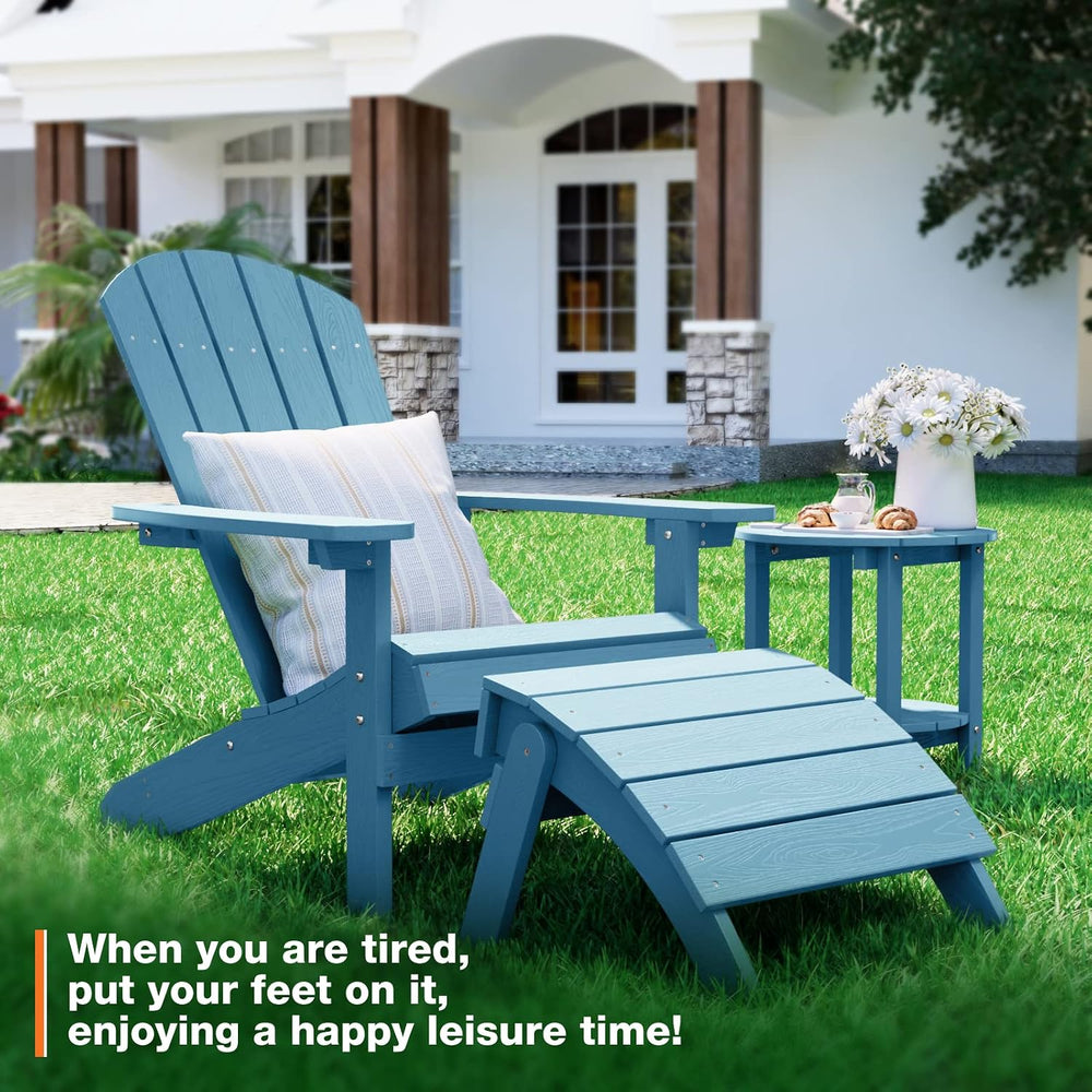 YEFU Folding Adirondack Ottoman Outdoor Set of 2, Blue