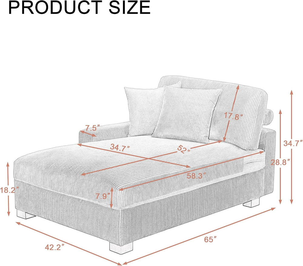 Chaise Lounge Chair Indoor, Oversized Upholstered Sofa Bed for Living Room, C...