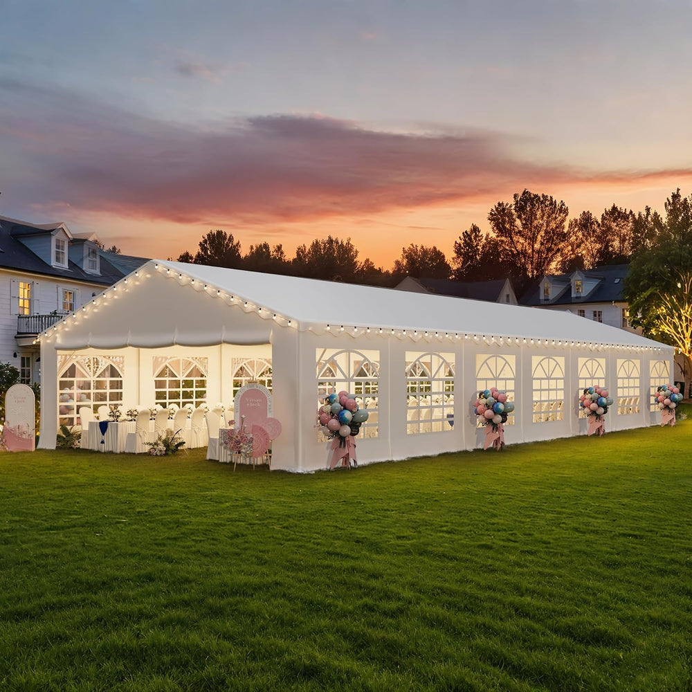 EROMMY 20x50FT White Party Tent, Heavy Duty Outdoor Event Canopy with Removab...
